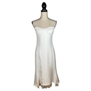 M Siamo Off-White Ruffled Hem Strapless Midi Dress        Size: 10